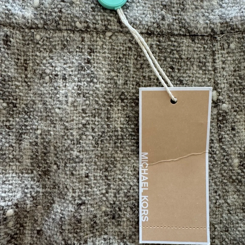 Michael Kors Gray‎ Tan Woven Wool Pencil Skirt NEW